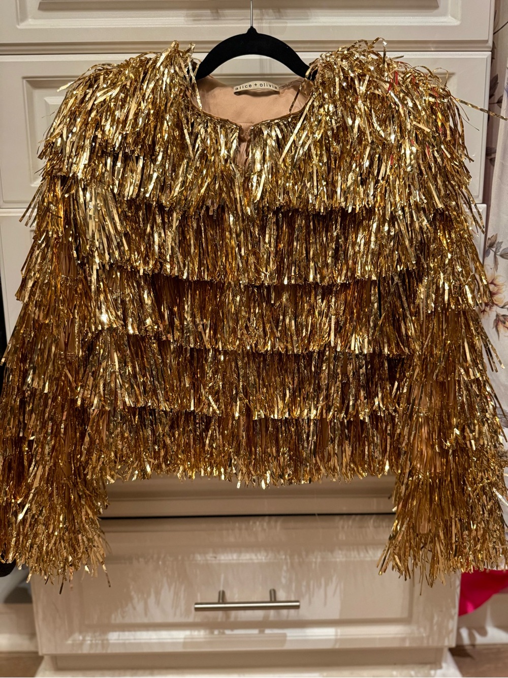 Rare- The Alice + Olivia Fawn Fringe Tinsel Jacket - size small